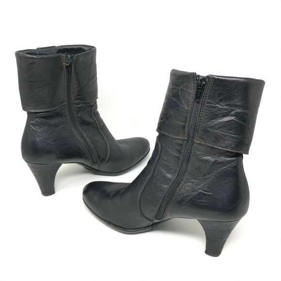 Paul Green Harness Boot Womens 6.5 Dark Brown Leather Buckle Strap Cuff Heel - Picture 5 of 8